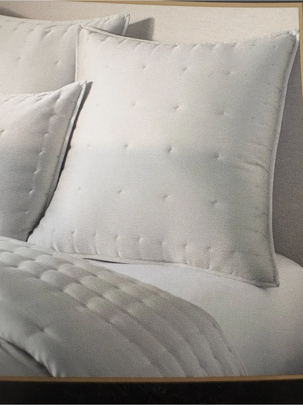 NEW Donna Karan Home European Quilted Sham - Hammered Silk In Platinum Gray
